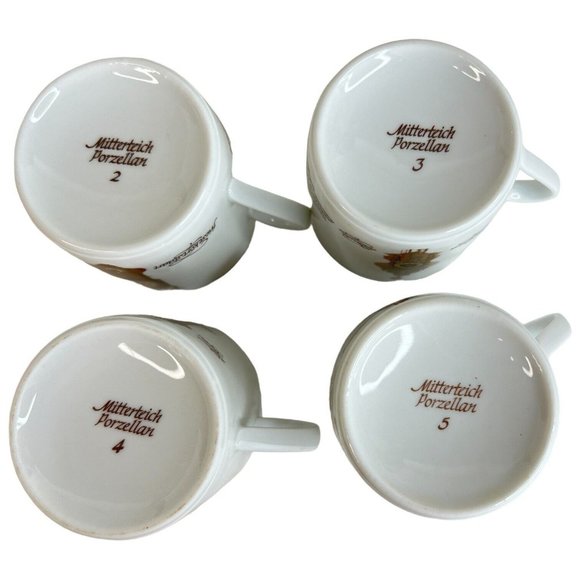 4 Mitterteich Porzellan Cappuccino Cup & Saucer Clock Pattern 7 3/4 IN Germany - Picture 11 of 13